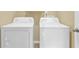 Well-lit laundry room with white washer and dryer units for convenient chores at 401 Buckboard Ln, Locust Grove, GA 30248