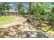 Backyard with fire pit, grass, and some trees; ideal for entertaining outdoors at 60 Ivy Dr, Covington, GA 30016