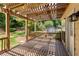 Covered wooden deck overlooking a lush yard with privacy fence at 2102 Berryhill Se Cir, Smyrna, GA 30082