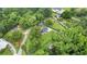 Aerial view showcases this charming home on a lush, green lot surrounded by mature trees at 5599 Redan Cir, Stone Mountain, GA 30088