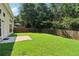 Spacious backyard with lush green grass, mature trees, and a privacy fence, perfect for outdoor activities at 1755 Rutland Pass Dr, Lawrenceville, GA 30045