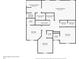Upper-level floor plan depicting bedrooms and bathrooms with clear dimensions, and closet spaces at 230 Waters Edge Pkwy, Temple, GA 30179
