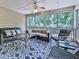 Relaxing screened porch with comfortable outdoor seating and ceiling fan at 4450 Barony Dr, Suwanee, GA 30024