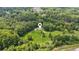Aerial view of a secluded property with a pool surrounded by lush trees and sprawling green lawns at 5095 Karr Road Rd, Cumming, GA 30040