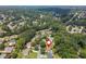Aerial view of a neighborhood surrounded by lush trees, highlighting the home's location and landscape at 545 Ashvale Overlook, Alpharetta, GA 30005