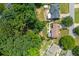 Aerial view showcasing the property with its lush landscaping, manicured lawn and mature trees at 545 Ashvale Overlook, Alpharetta, GA 30005