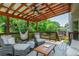 Charming covered back porch with comfortable wicker furniture, perfect for entertaining at 545 Ashvale Overlook, Alpharetta, GA 30005