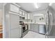 Modern kitchen with stainless steel appliances and updated grey and white cabinetry at 3665 Magnolia Walk Trl, Cumming, GA 30040