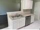 Kitchen showcasing stainless steel dishwasher, white cabinetry and modern fixtures at 646 Lakes Cir, Lithonia, GA 30058