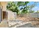 Backyard view featuring a fenced-in yard, accessible from the home's back patio, creating a private area at 1384 Dolcetto Nw Trce, Kennesaw, GA 30152