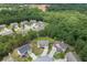 Aerial view showcasing the home's location within a lush, wooded neighborhood at 1548 Station Ridge Dr, Lawrenceville, GA 30045