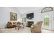 Comfortable living room features a fireplace, plush seating, and access to the outdoors at 908 Lance Cir, Lawrenceville, GA 30043
