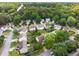 Aerial view of a suburban neighborhood with mature trees and well-maintained homes at 5035 Foxberry Ln, Roswell, GA 30075