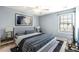 Bedroom featuring a large window, ceiling fan, and stylish furnishings at 5035 Foxberry Ln, Roswell, GA 30075