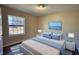 Bedroom with neutral paint and an ocean themed painting above a bed at 11 Grove Ln, Hampton, GA 30228