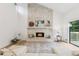 Inviting living room features a stone fireplace and access to the outdoor deck at 2010 Barnes Mill Rd, Marietta, GA 30062