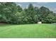 Expansive backyard with lush greenery, mature trees, and small shed, perfect for outdoor enjoyment and recreation at 2122 Browntown Rd, Rockmart, GA 30153