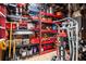 Organized basement storage area with shelving and storage containers at 1491 Stonington Ct, Villa Rica, GA 30180