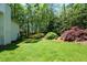Well-maintained backyard with a lush lawn, mature trees and landscaping at 8130 Estee Dr, Cumming, GA 30028