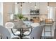 Charming eat-in kitchen features a modern lighting fixture, stainless appliances and white cabinetry at 1272 Hardee Ne St, Atlanta, GA 30307