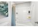 Clean bathroom featuring a shower, tub and shower curtain at 510 Crown Dr, Emerson, GA 30137