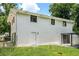 Rear exterior view of a white brick home with a well maintained lawn and patio at 1894 Twin Falls Rd, Decatur, GA 30032