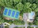 The aerial view shows neighborhood tennis courts and a pool with ample parking at 4249 Arbor Club Dr, Marietta, GA 30066