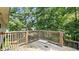 Wooden deck with a railing overlooking a green, tree-filled backyard at 536 Cherokee Overlook Court Ct, Canton, GA 30115