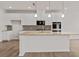 Modern kitchen with white cabinets, a central island, and stainless steel appliances at 609 Elsa Lane Lot 76, Mcdonough, GA 30252