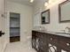 Bathroom featuring double vanity and decorative mirrors, adjacent to walk-in closet at 2972 Lookout Ne Pl, Atlanta, GA 30305