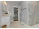 Bathroom with a walk-in shower and a view into the main bedroom creates an open and luxurious feel at 2972 Lookout Ne Pl, Atlanta, GA 30305