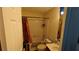 Bright bathroom with a shower-tub combination and a floral curtain at 20 Bacchus Dr, Lawrenceville, GA 30045