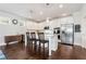 Modern kitchen features stainless steel appliances, island seating, white cabinets, and lots of natural light at 253 Orchard Trl, Holly Springs, GA 30115