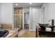 Bright bathroom with glass shower, a vessel sink, and neutral tile at 263 Mountainview Cir, Canton, GA 30115