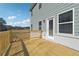 This charming back deck has wood rails and decking with a door leading to the yard at 358 Orwell Dr, Social Circle, GA 30025
