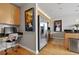View of stainless steel appliances, a built-in desk, and decor in the kitchen at 400 W Peachtree Nw St # 3711, Atlanta, GA 30308