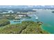 Picturesque aerial shot capturing the serene beauty of a lakeside marina and lush green shoreline at 3131 Lee Cir, Buford, GA 30518