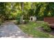 A tranquil backyard featuring a lush lawn, mature trees, garden beds and a storage shed at 2732 Arbor Se Ave, Atlanta, GA 30317