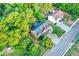 Beautiful home with mature trees and green landscaping from an aerial view at 1784 Virginia Grove Ln, Lawrenceville, GA 30045