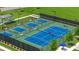 Aerial view of the new pickleball courts surrounded by beautifully landscaped lawns and greenery at 301 Brooke View Trail, Canton, GA 30115
