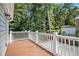Back deck with white railing offering backyard views at 6300 Blackwater Trl, Atlanta, GA 30328