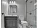 Bathroom showcasing a modern vanity, commode, and glass-enclosed shower at 6010 Somerset Ct, Suwanee, GA 30024