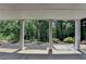 Covered patio overlooks professionally landscaped backyard with mature trees at 6010 Somerset Ct, Suwanee, GA 30024