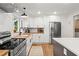 Modern kitchen features butcher block counters, stainless steel appliances, and ample cabinet space at 2703 Carolyn Se Dr, Smyrna, GA 30080