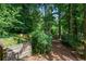 A beautiful view of a raised garden bed with bright green foliage in a wooded backyard at 3152 Sycamore Ln, Marietta, GA 30066