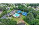 Aerial view of community pool, tennis courts, playground, and ample parking at 2875 Daniel Park Run, Dacula, GA 30019