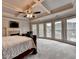 Spacious main bedroom with coffered ceilings, fireplace, and large windows, offering luxury and comfort at 2875 Daniel Park Run, Dacula, GA 30019