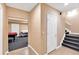 Finished basement game room with an adjacent staircase, pool table, and air hockey table at 3819 Courson St, Marietta, GA 30066