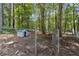 Fenced backyard features mature trees and a dog house providing a private outdoor space at 146 Pine St, Covington, GA 30014