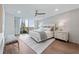 Comfortable bedroom with a view of the city, ceiling fan, and seating area at 700 Park Regency Ne Pl # 1605, Atlanta, GA 30326